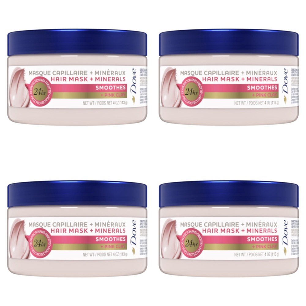 Dove Mineral Hair Mask Smoothes + Pink Clay (BUNDLE OF 4)